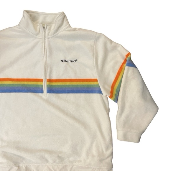 Wilbur Soot Sweater Polaroid Rainbow Size XL Quarter Zip Pull Over Polyester - Picture 4 of 4